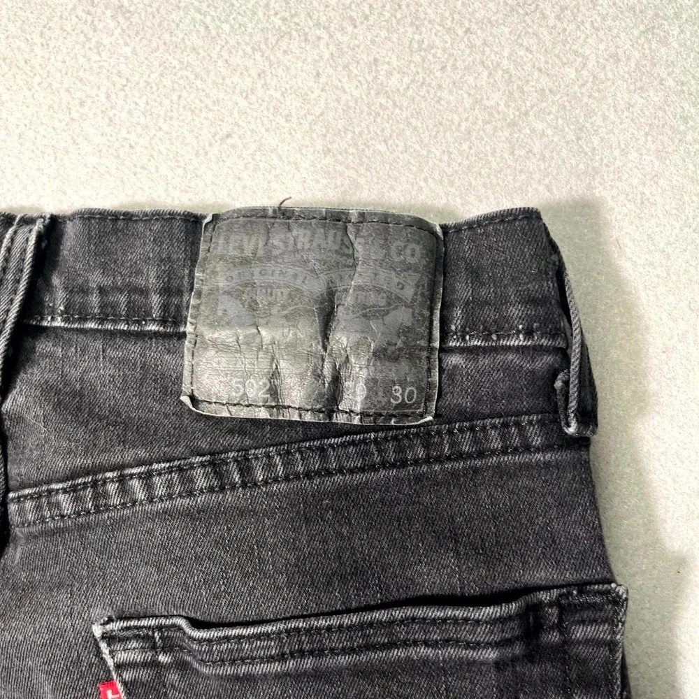 Levi's 502 Jeans Mens 29x30 Black Denim Dark Wash‎ Everyday Wear Straight Leg